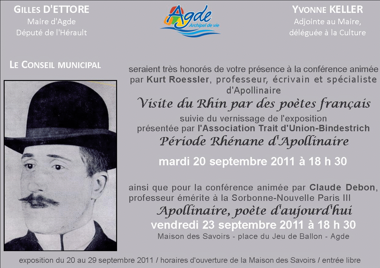 Apollinaire Visite du Rhin 20 au 29 septembre 2011